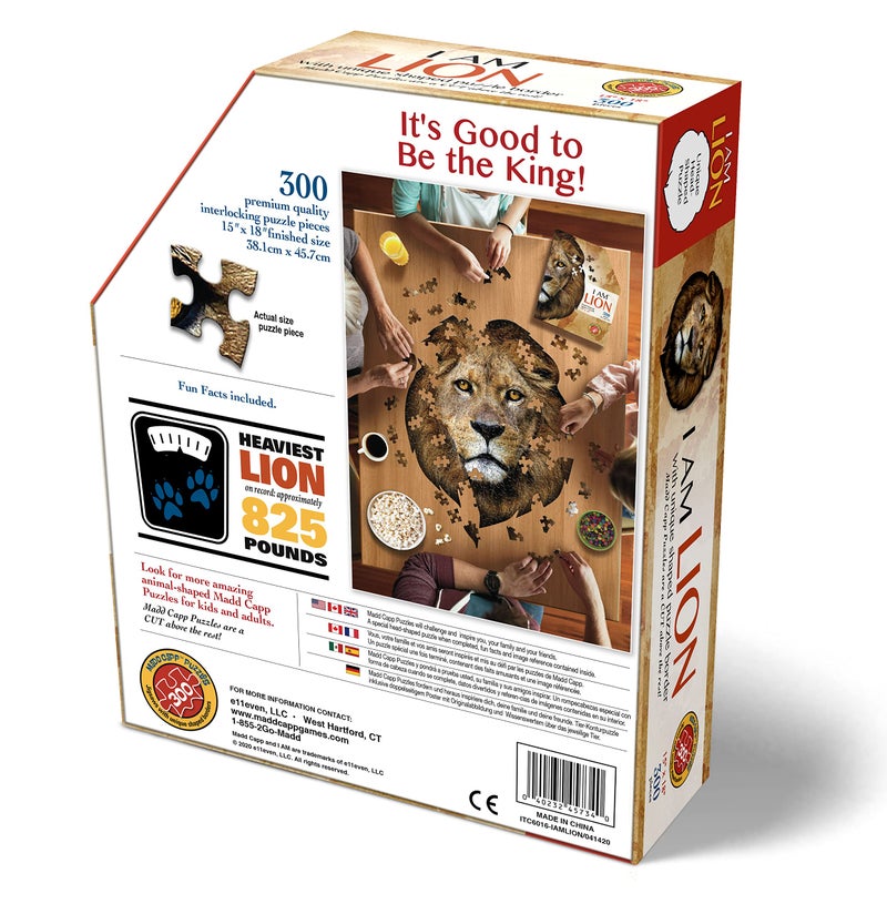 Madd Capp e11even, LLC Madd CAPP Puzzles - I AM Lion - 300 Pieces - Animal Shaped Jigsaw Puzzle (6016) , Brown - Image 3